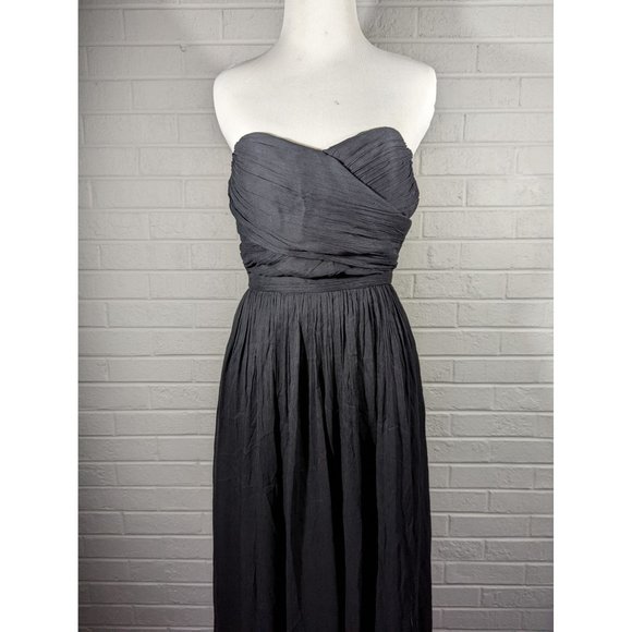 J. Crew Arabelle Silk Black Bridesmaid Prom Strapless Dress Women's Size 4 Petit - Picture 1 of 5